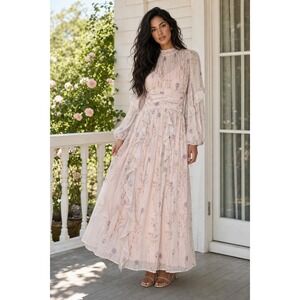NEW JardinVue Maxi Dress Women's S Floral Ruffle Prairie Cottagecore Fairy